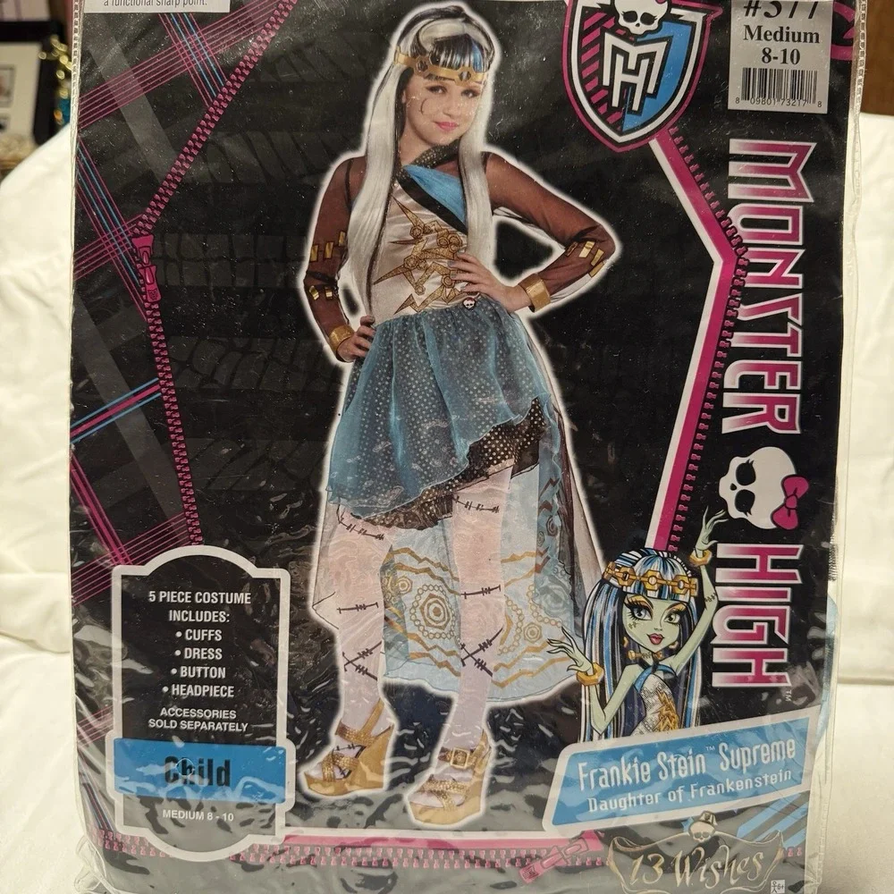 Monster High Frankie Stein Supreme Costume (13 Wishes) Child Size Med. 8-10 New